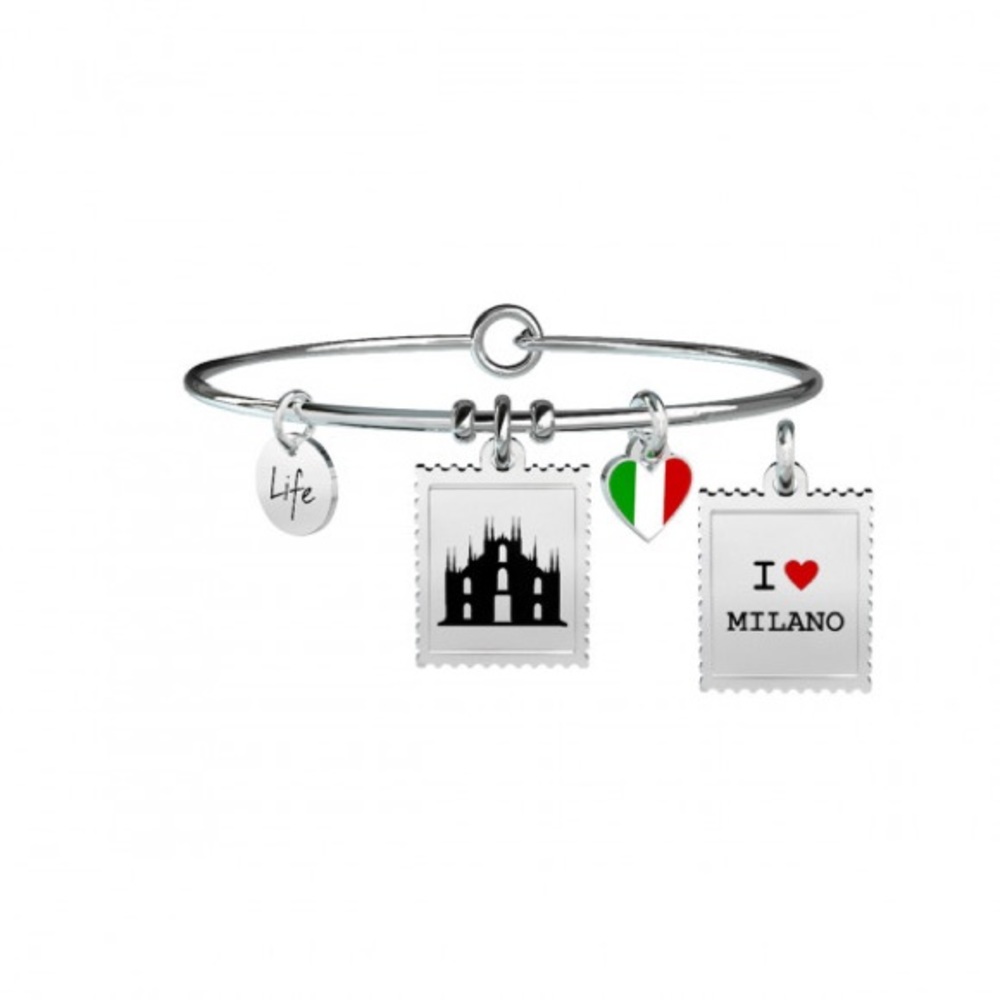 Kidult Women's Bangle Bracelet With Italy/Milan Charms
